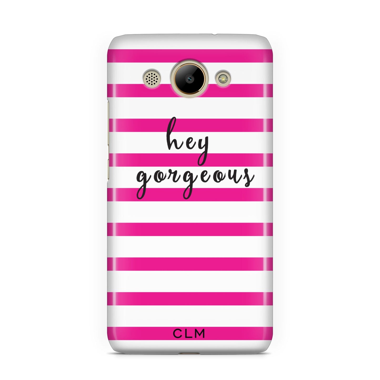 Personalised Initials Pink Striped Huawei Y3 2017