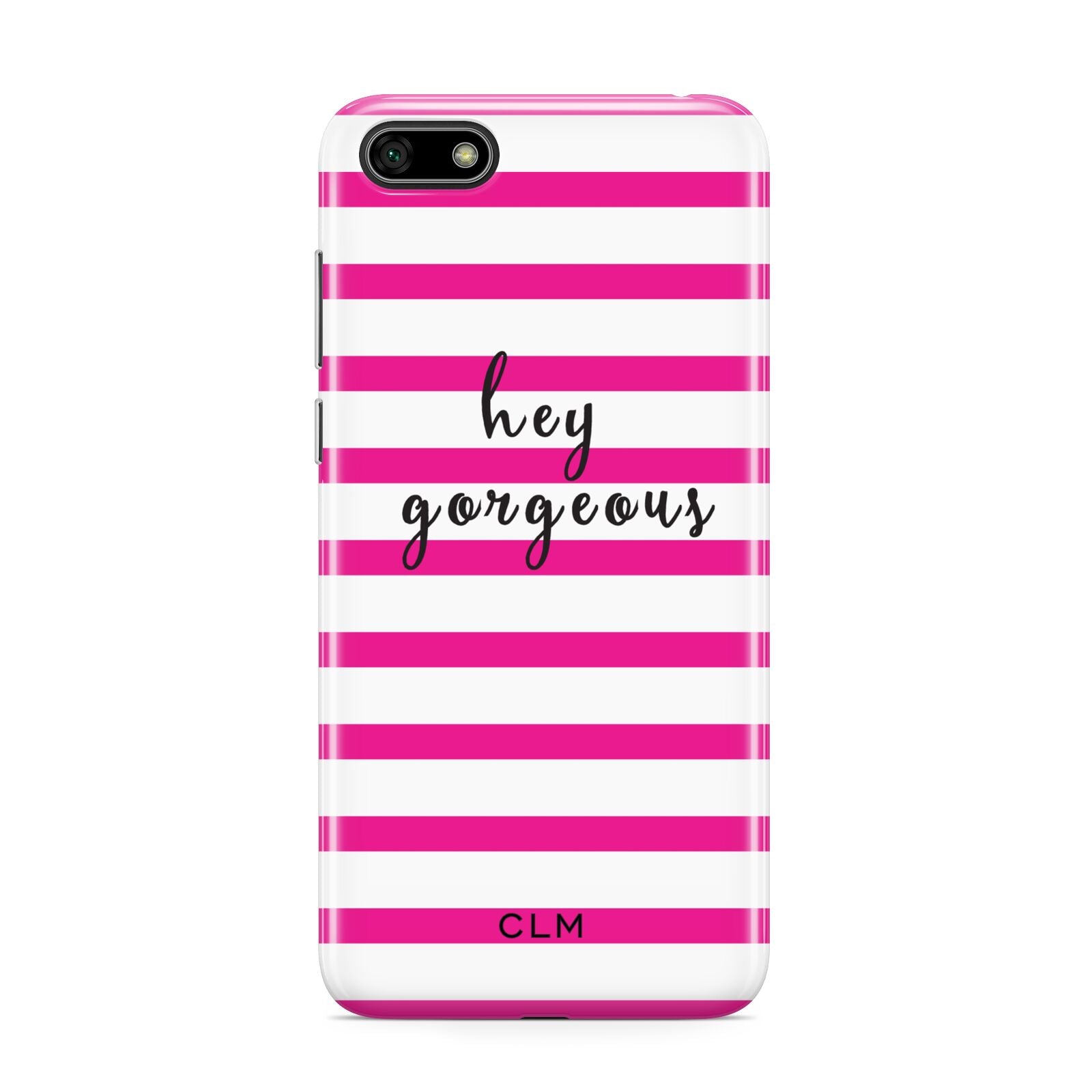 Personalised Initials Pink Striped Huawei Y5 Prime 2018 Phone Case
