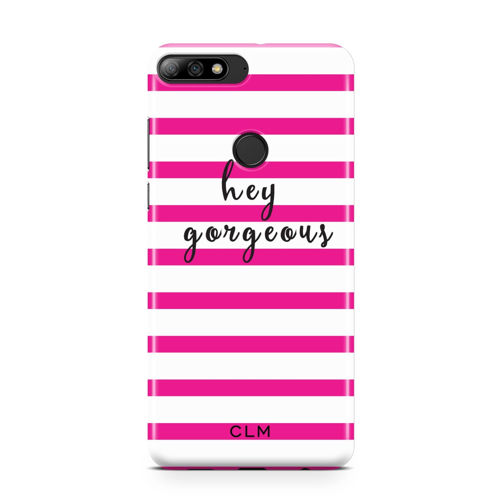 Personalised Initials Pink Striped Huawei Y7 2018
