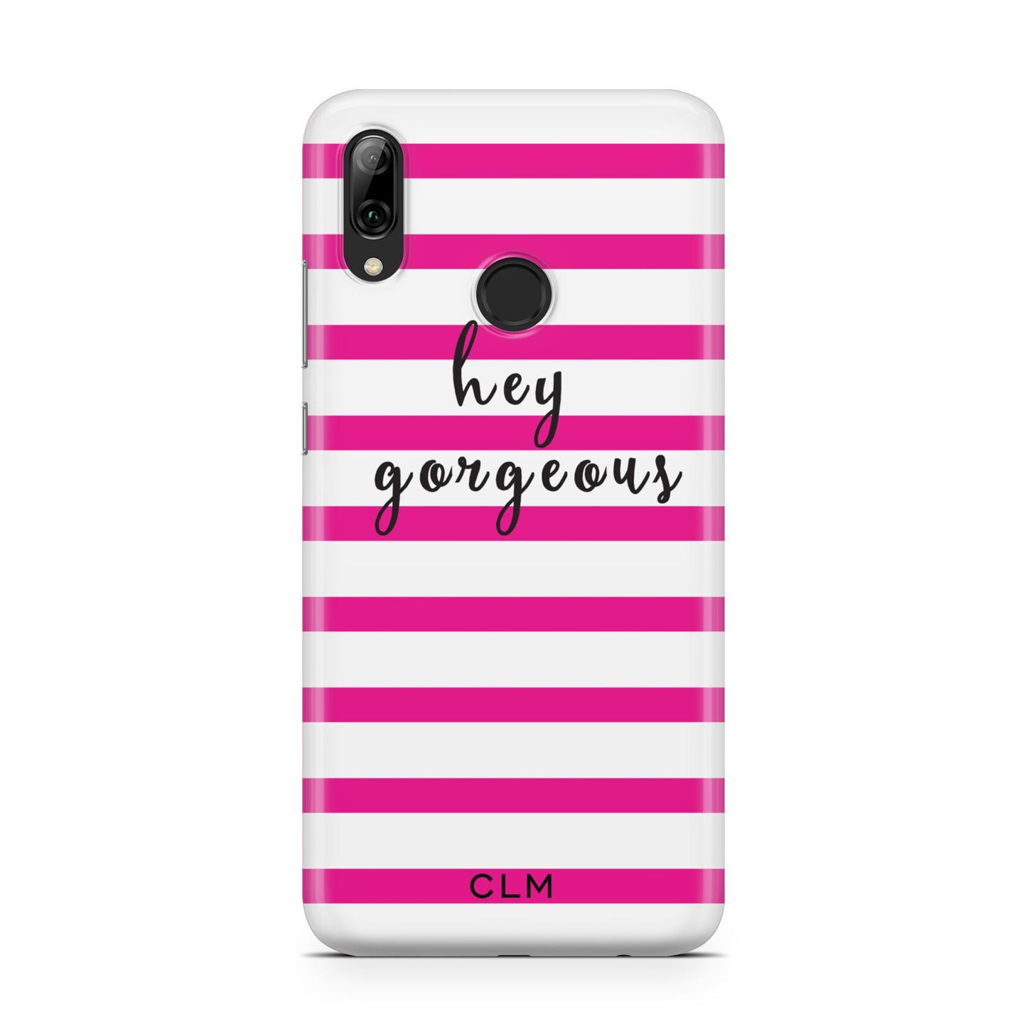 Personalised Initials Pink Striped Huawei Y7 2019