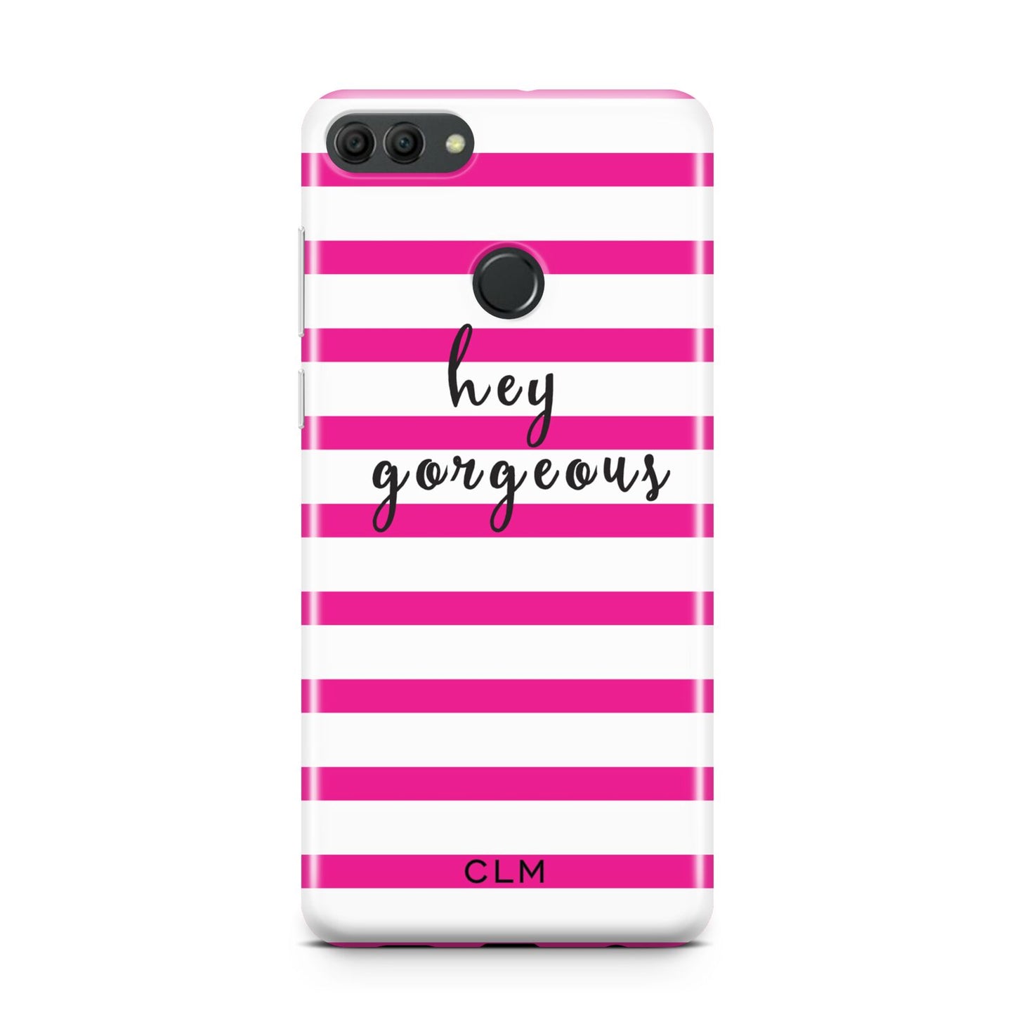Personalised Initials Pink Striped Huawei Y9 2018