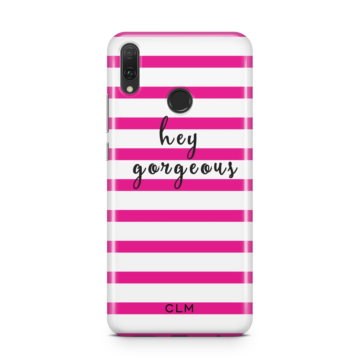 Personalised Initials Pink Striped Huawei Y9 2019