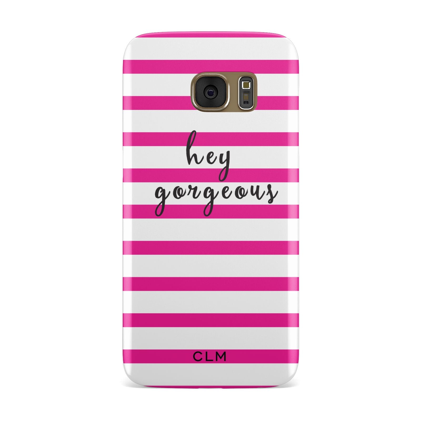 Personalised Initials Pink Striped Samsung Galaxy Case