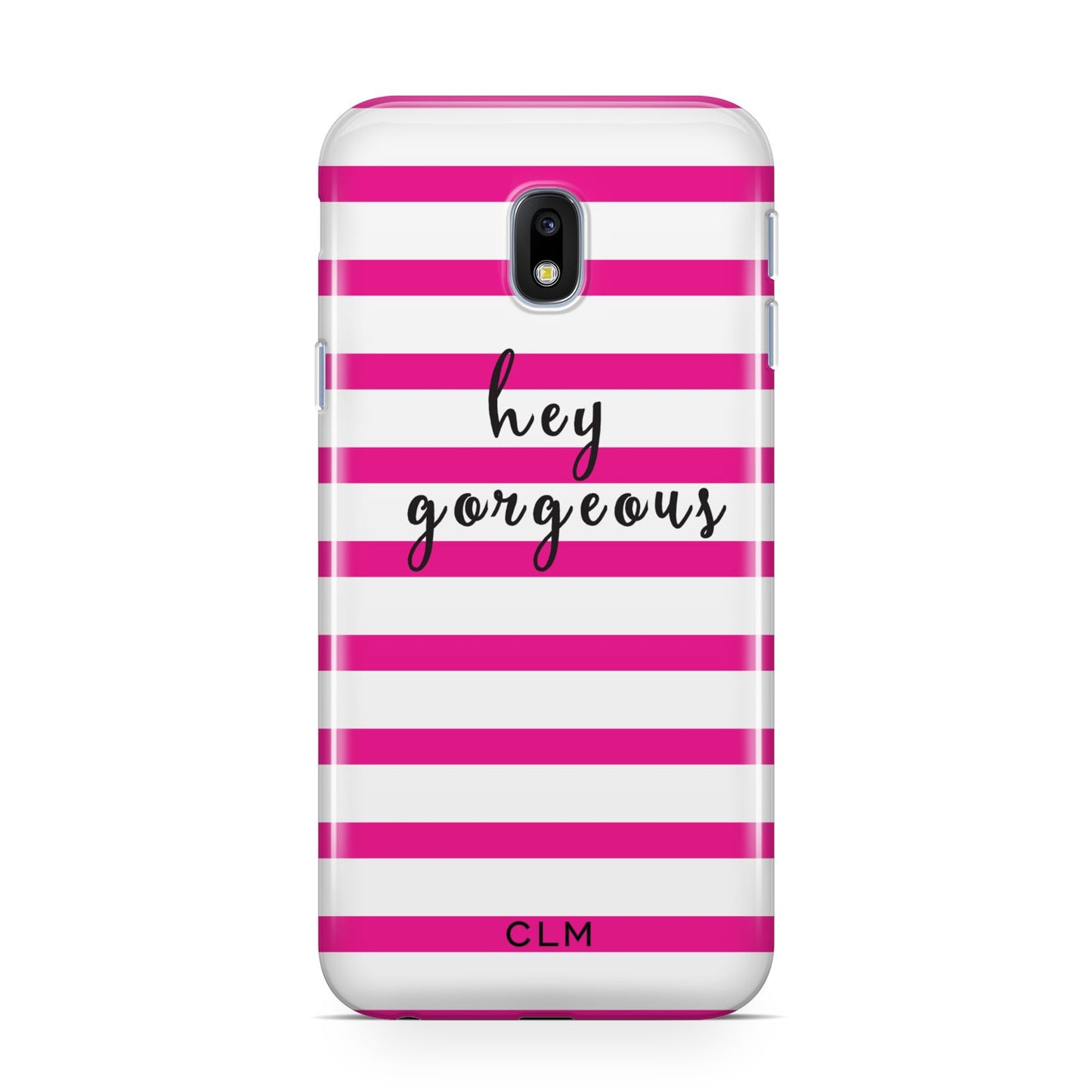 Personalised Initials Pink Striped Samsung Galaxy J3 2017 Case