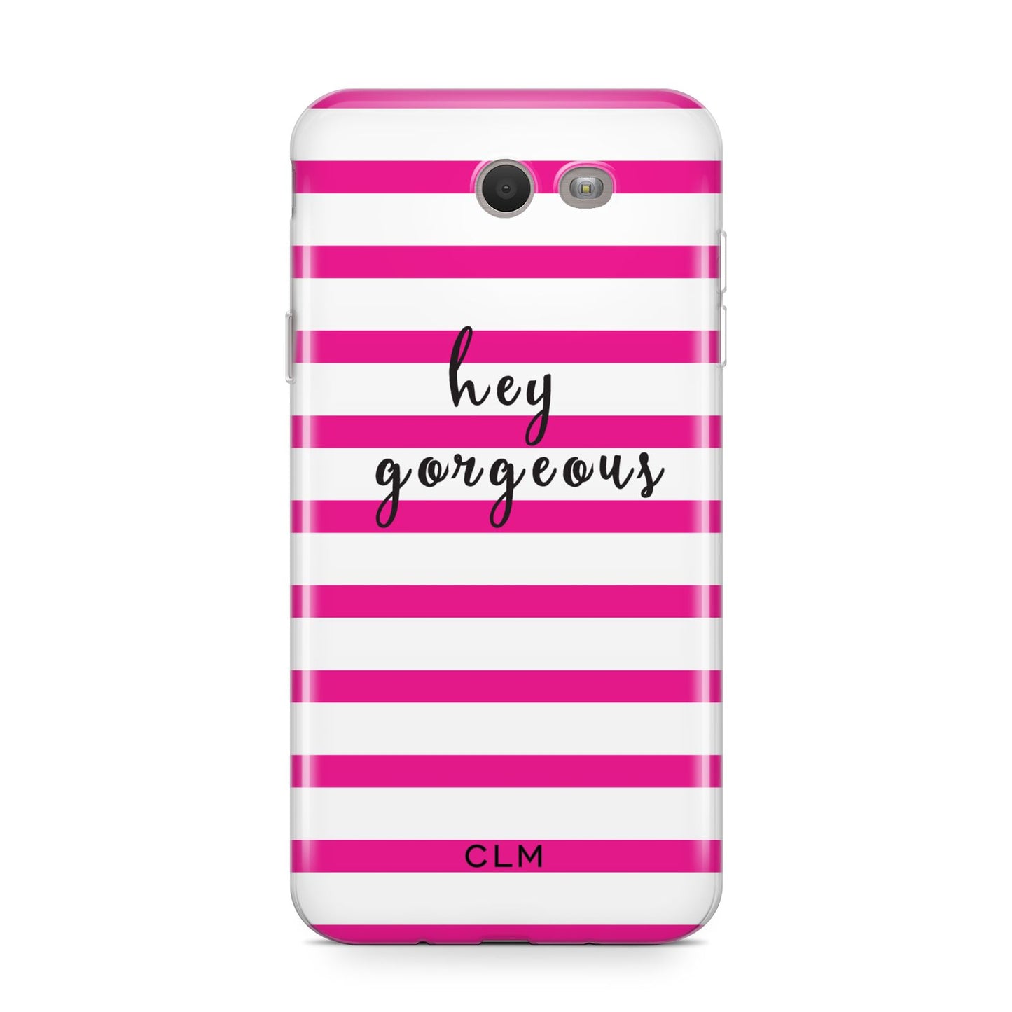 Personalised Initials Pink Striped Samsung Galaxy J7 2017 Case