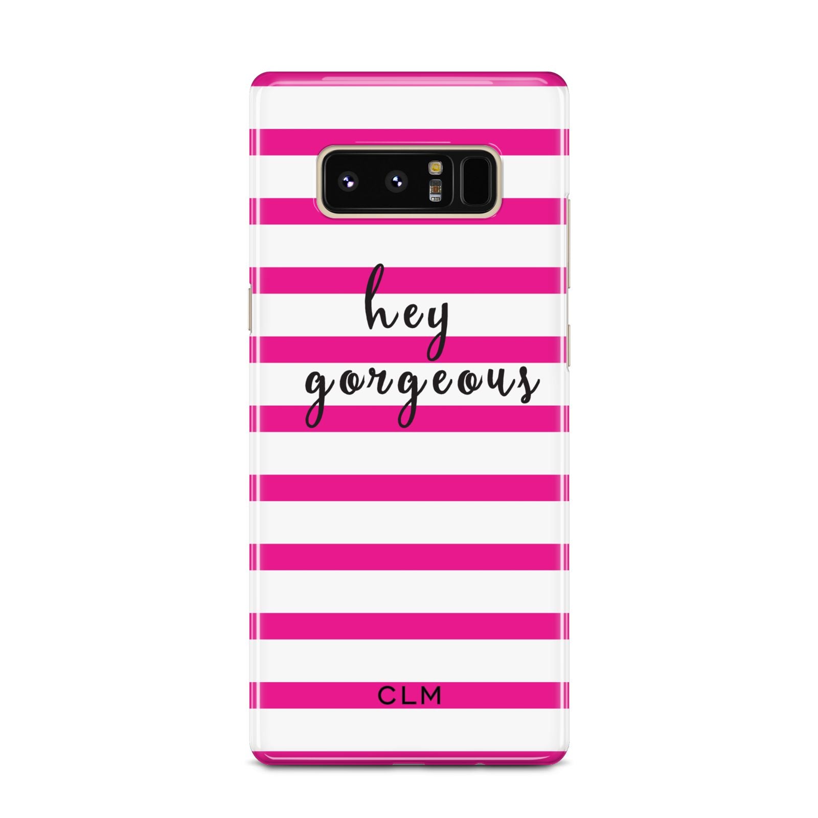 Personalised Initials Pink Striped Samsung Galaxy Note 8 Case