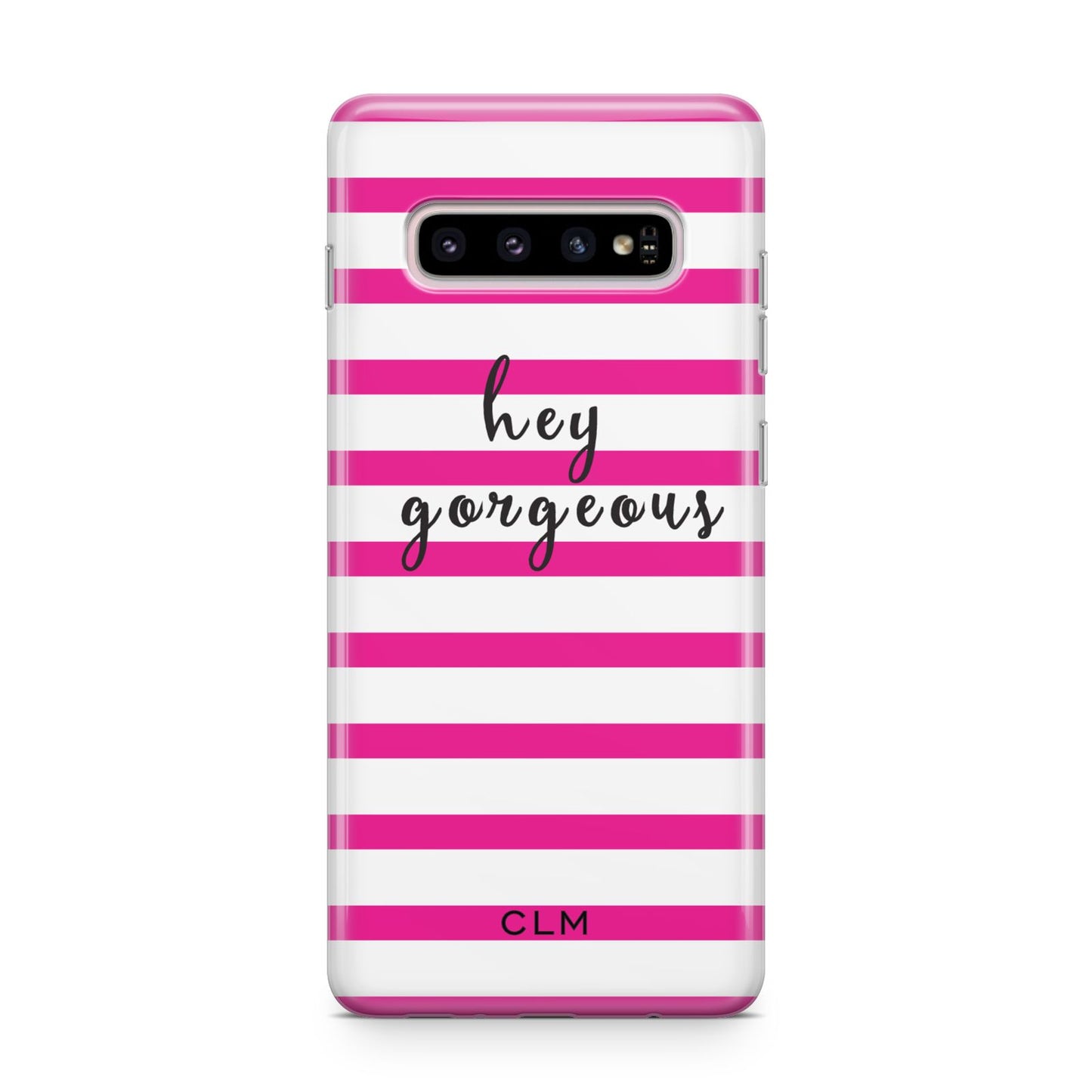 Personalised Initials Pink Striped Samsung Galaxy S10 Plus Case