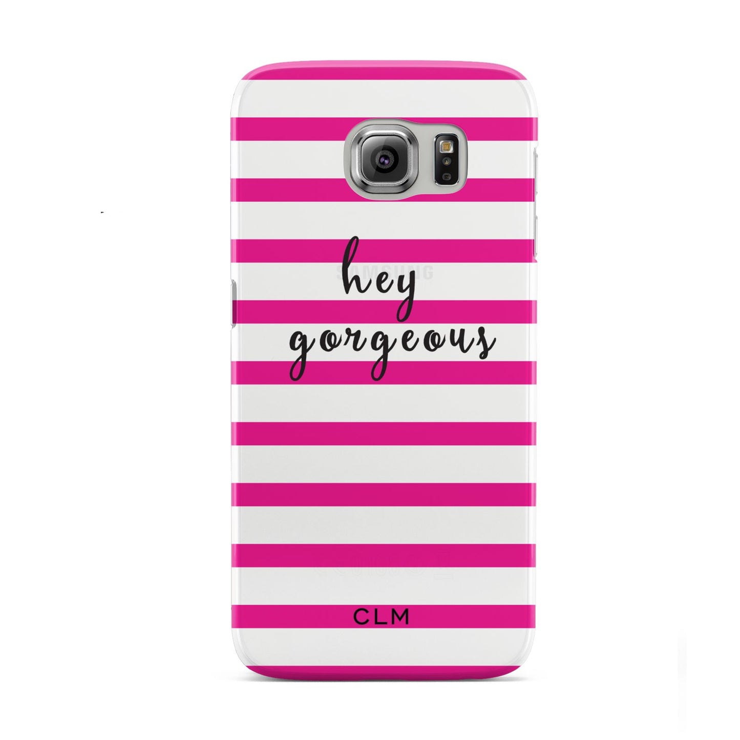 Personalised Initials Pink Striped Samsung Galaxy S6 Case