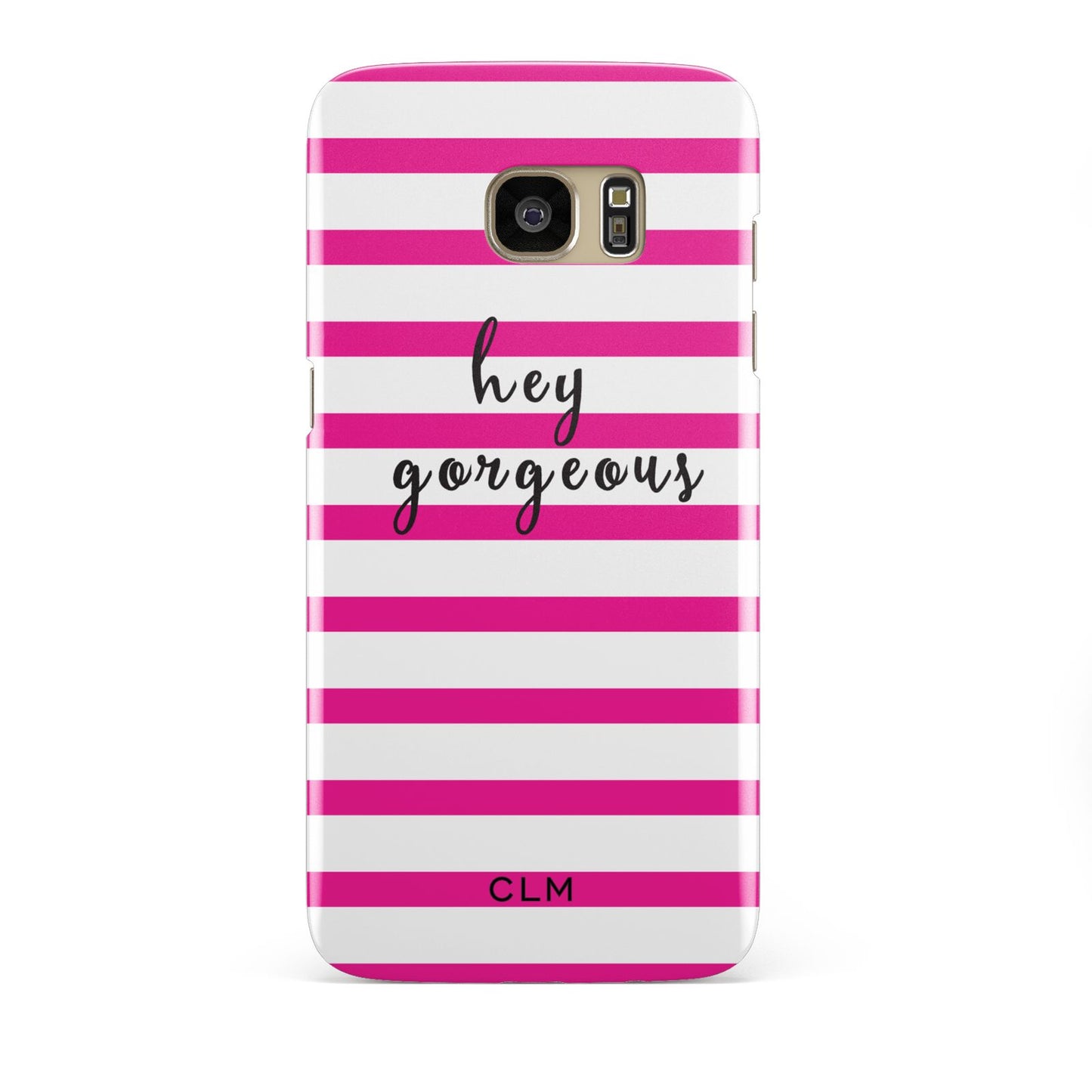 Personalised Initials Pink Striped Samsung Galaxy S7 Edge Case