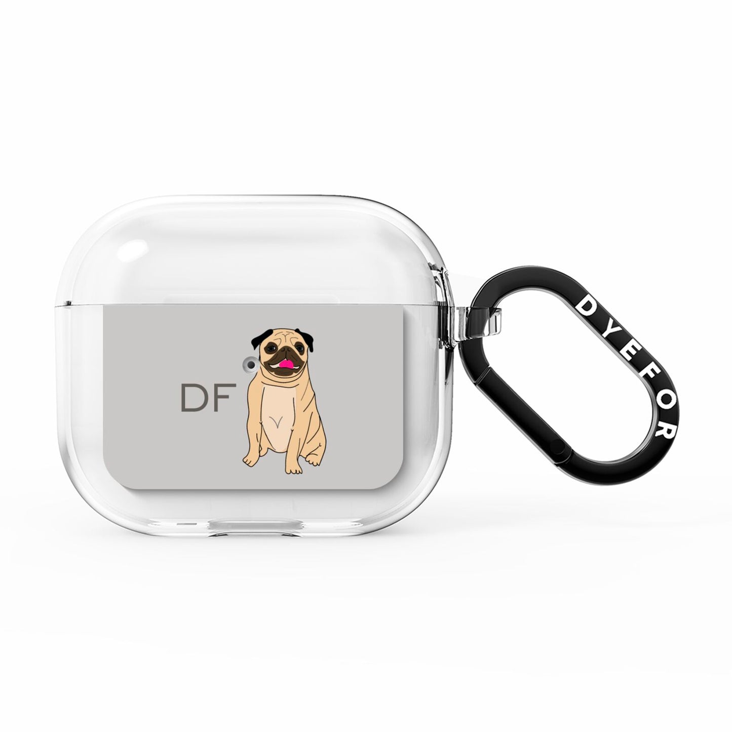 Personalised Initials Pug AirPods Clear Case 3rd Gen