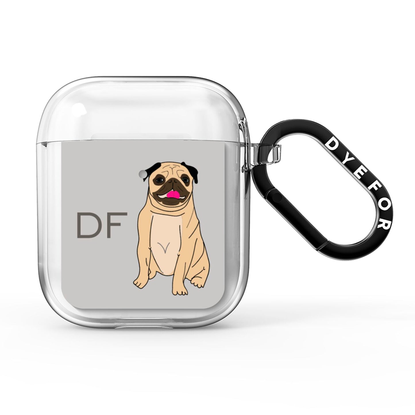 Personalised Initials Pug AirPods Clear Case