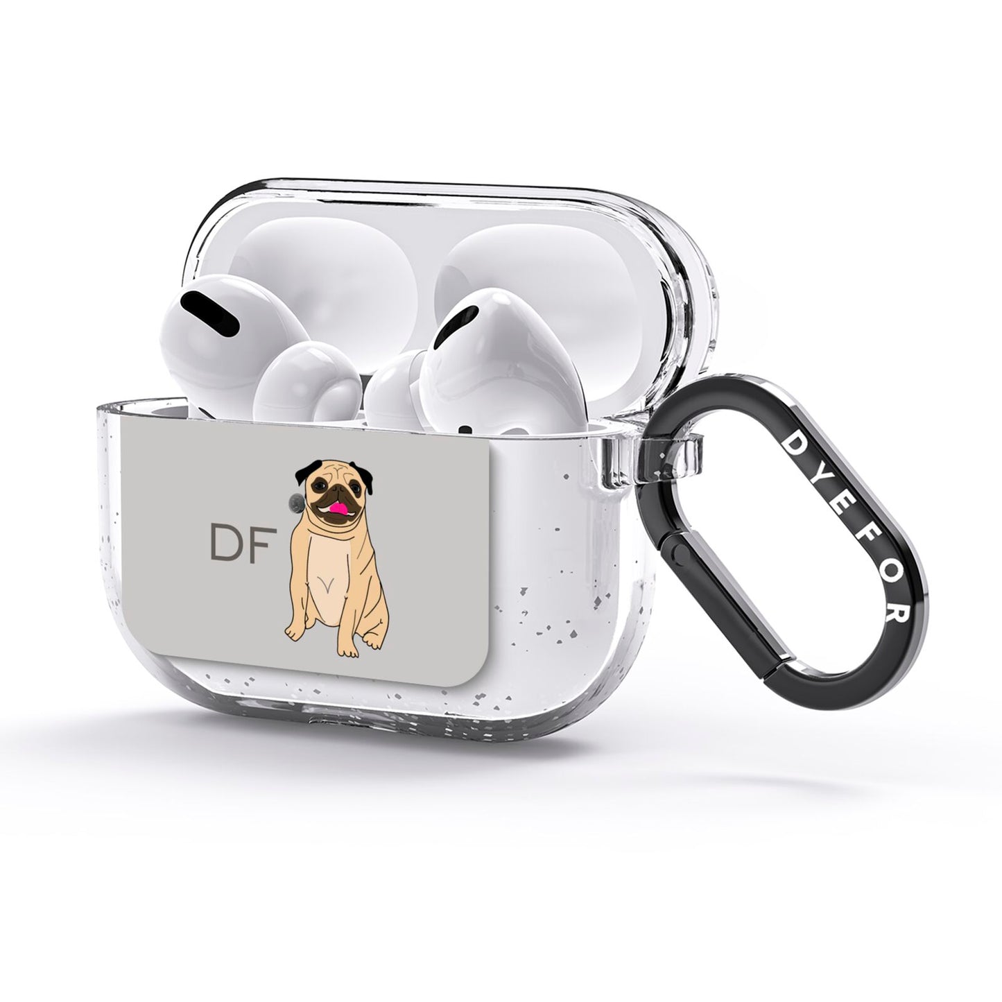 Personalised Initials Pug AirPods Glitter Case 3rd Gen Side Image