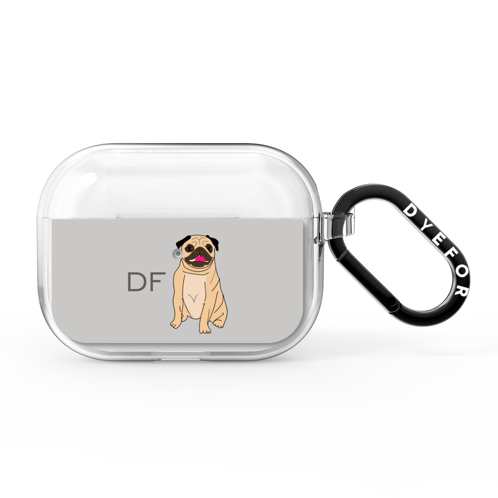 Personalised Initials Pug AirPods Pro Clear Case