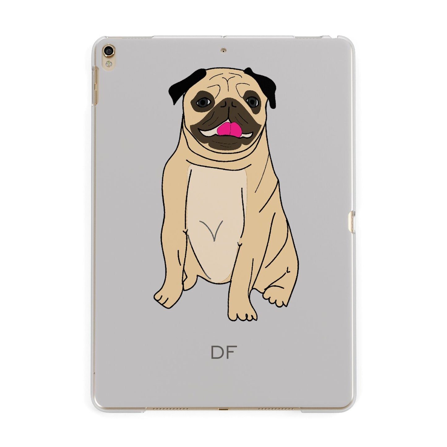 Personalised Initials Pug Apple iPad Gold Case