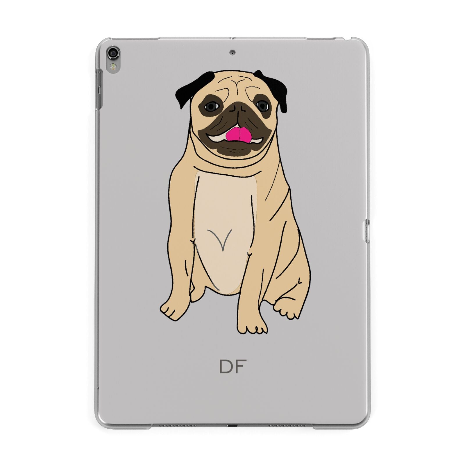 Personalised Initials Pug Apple iPad Grey Case