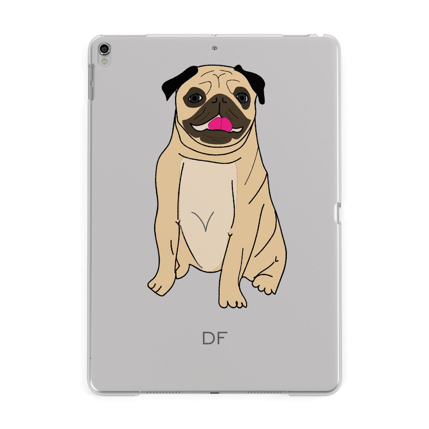 Personalised Initials Pug Apple iPad Silver Case