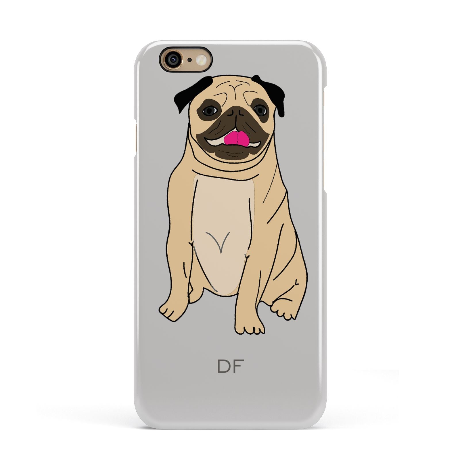 Personalised Initials Pug Apple iPhone 6 3D Snap Case