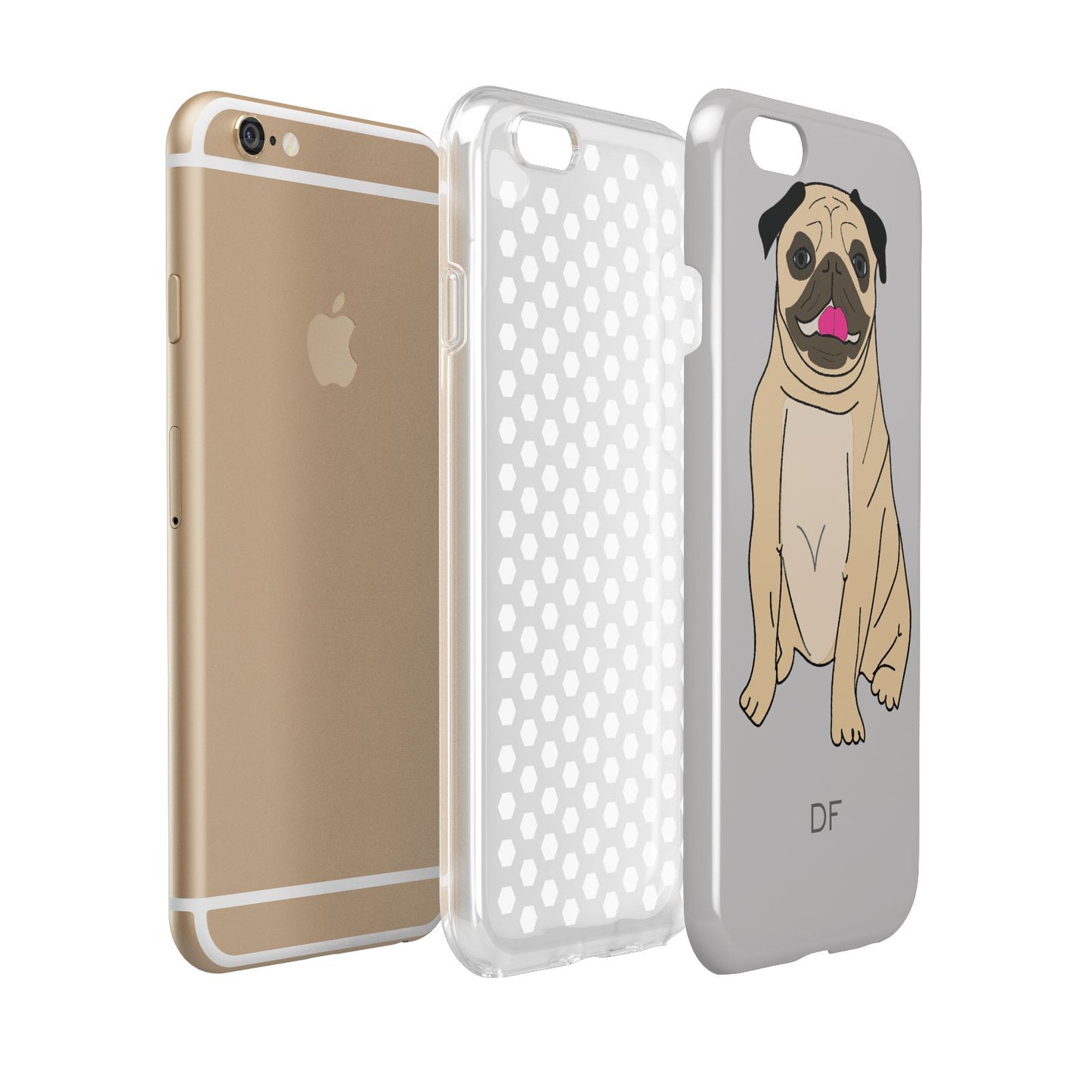 Personalised Initials Pug Apple iPhone 6 3D Tough Case Expanded view