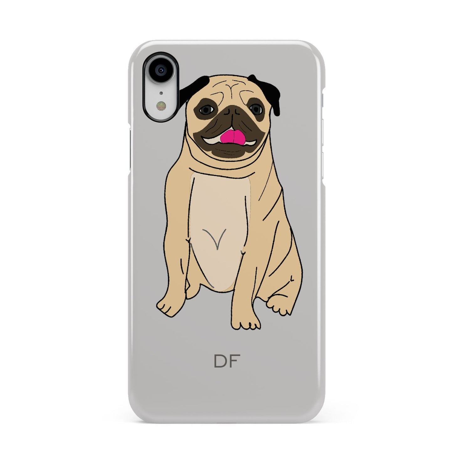 Personalised Initials Pug Apple iPhone XR White 3D Snap Case