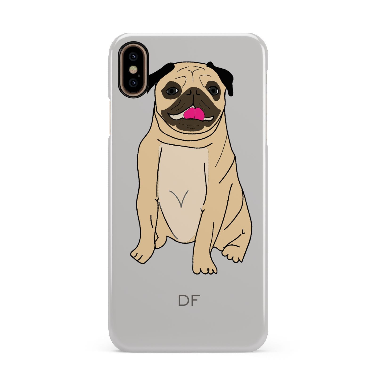 Personalised Initials Pug Apple iPhone Xs Max 3D Snap Case