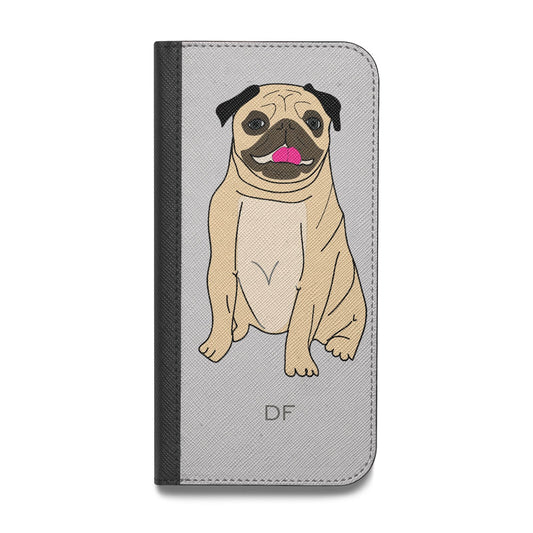 Personalised Initials Pug Vegan Leather Flip Samsung Case