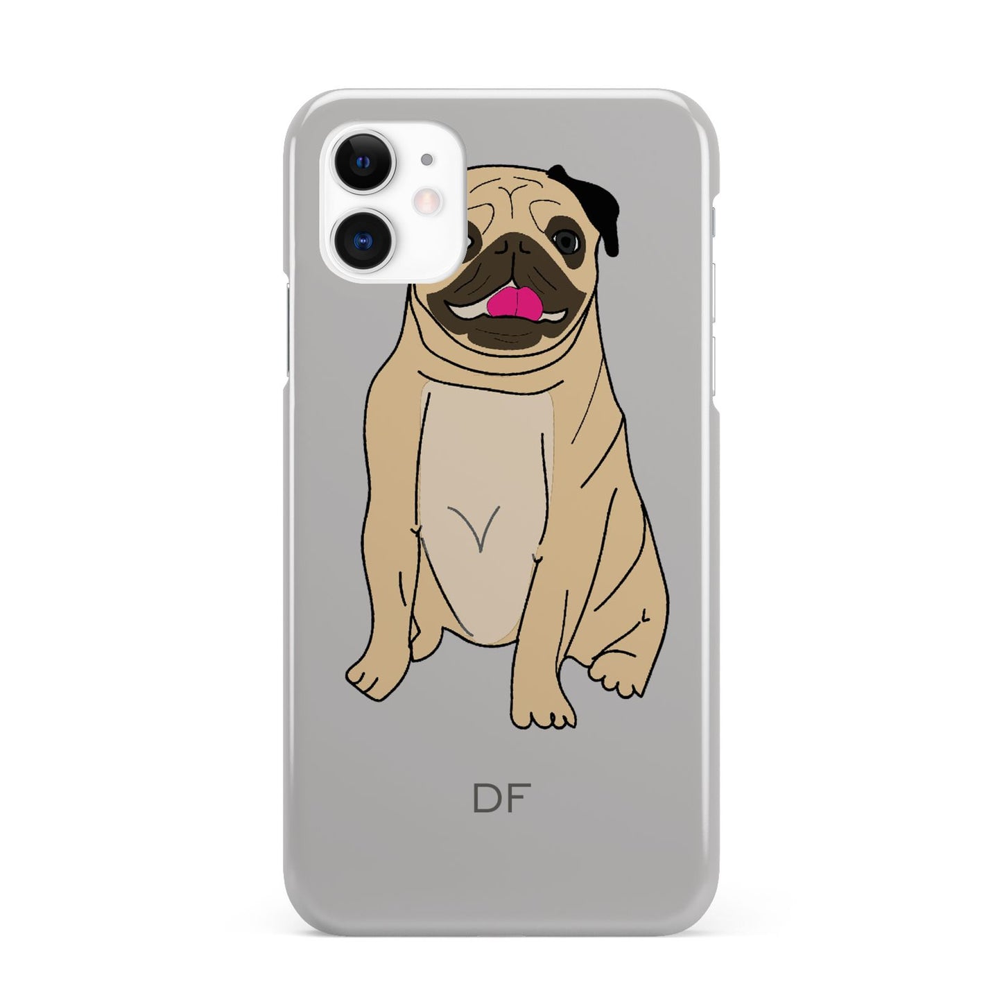 Personalised Initials Pug iPhone 11 3D Snap Case