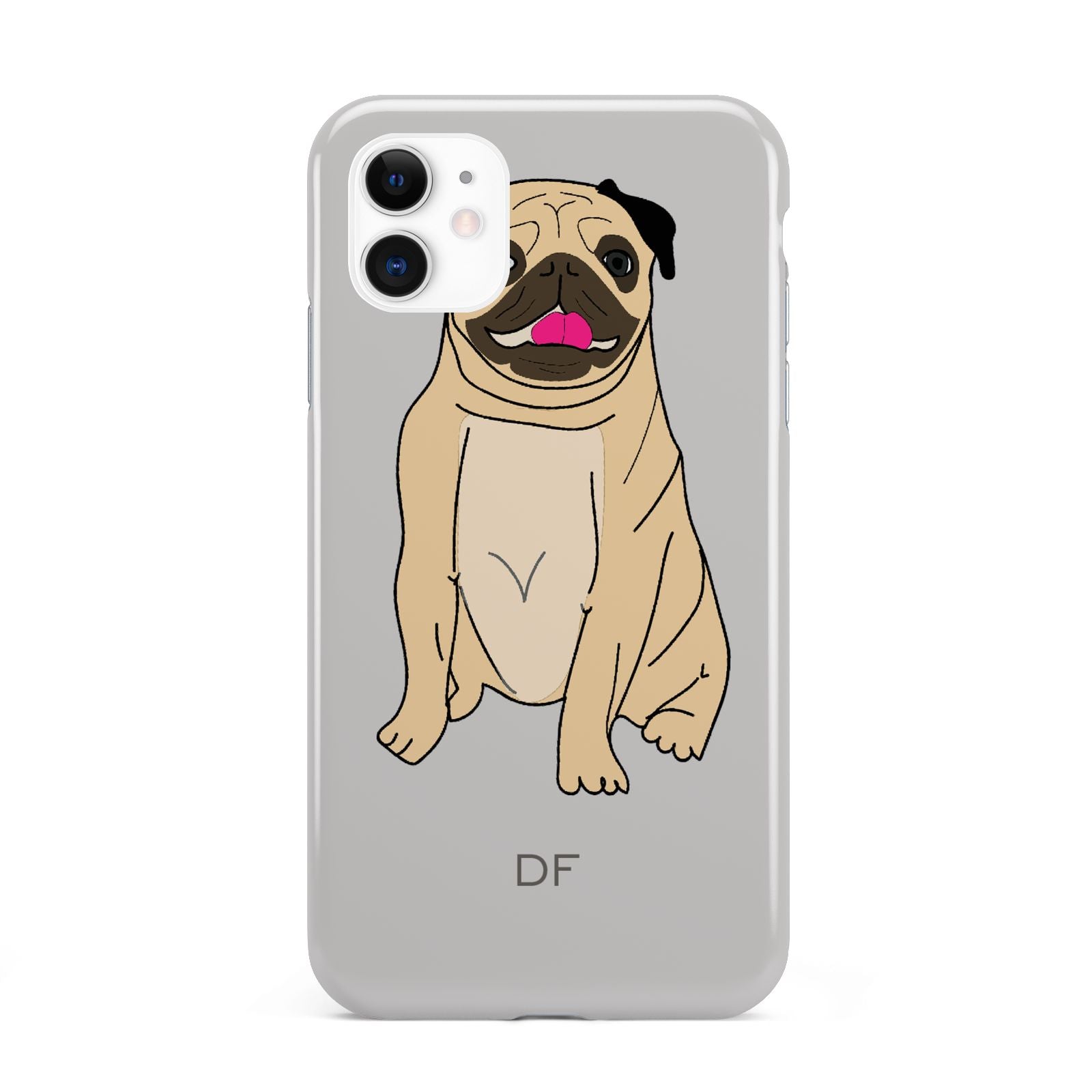 Personalised Initials Pug iPhone 11 3D Tough Case