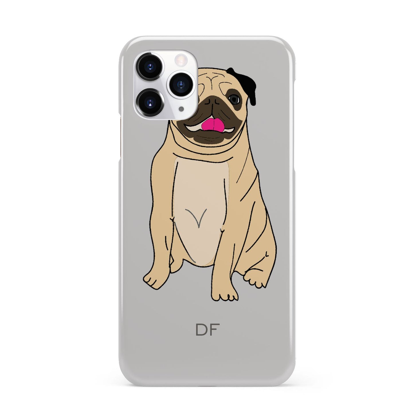 Personalised Initials Pug iPhone 11 Pro 3D Snap Case