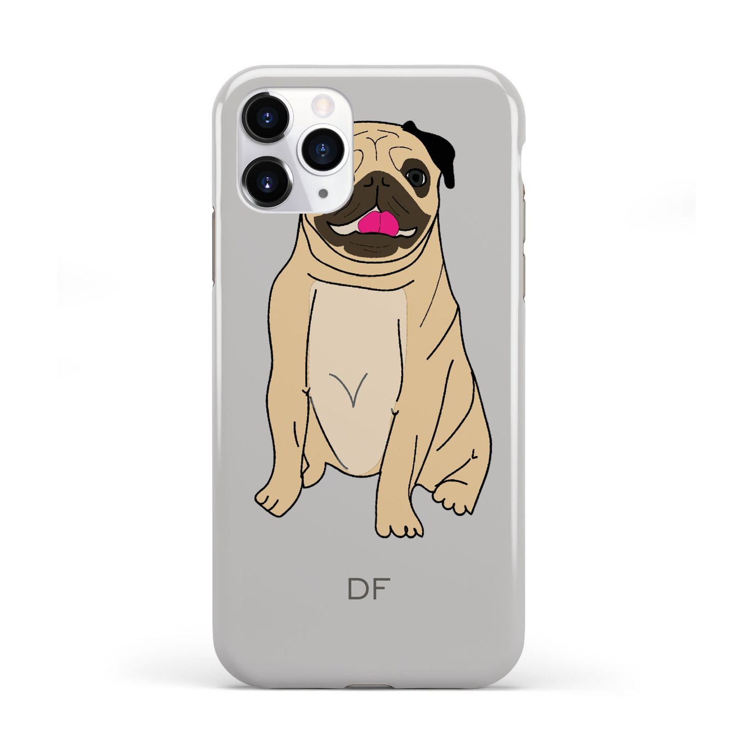 Personalised Initials Pug iPhone 11 Pro 3D Tough Case