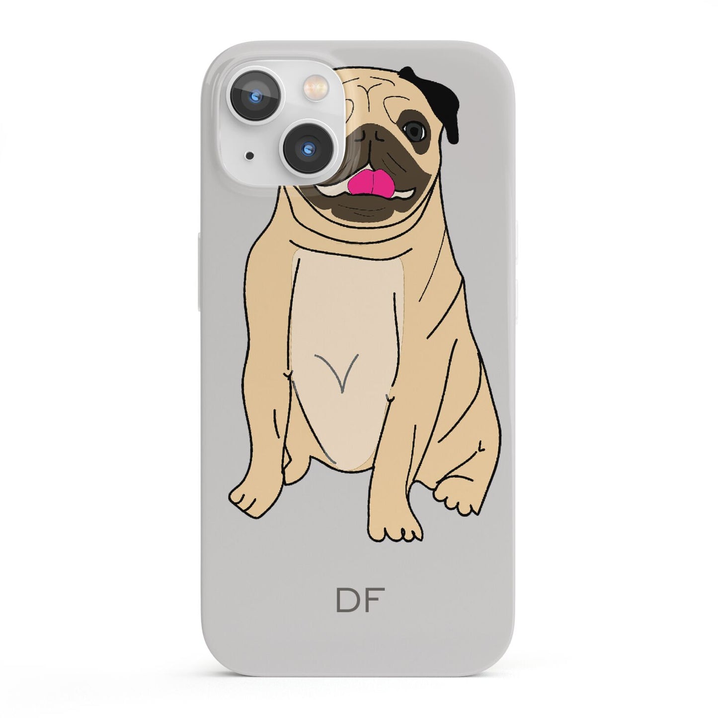 Personalised Initials Pug iPhone 13 Full Wrap 3D Snap Case