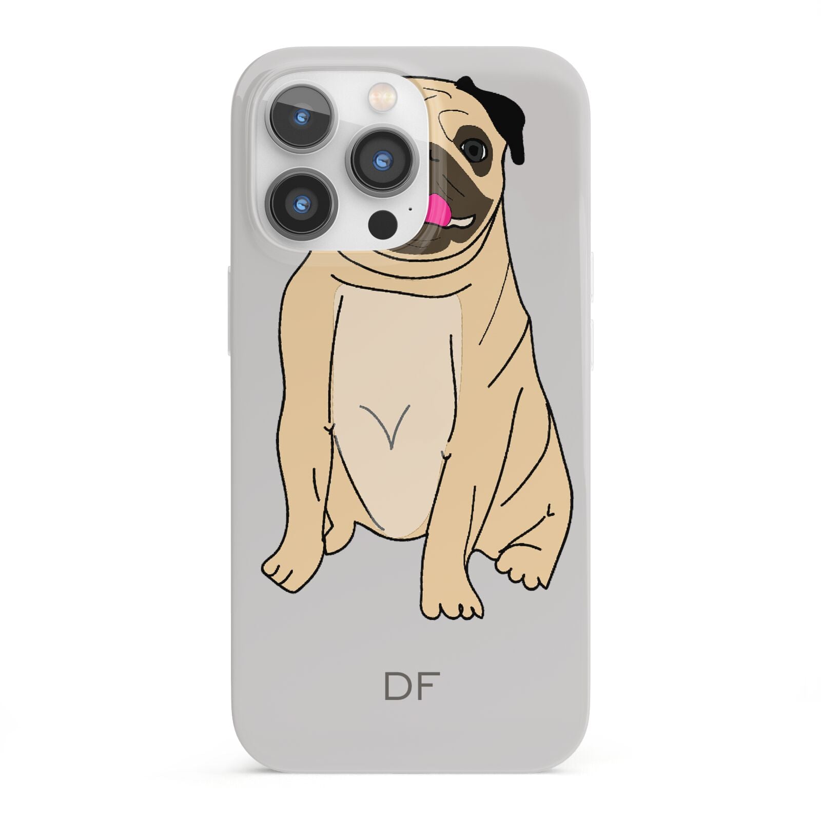 Personalised Initials Pug iPhone 13 Pro Full Wrap 3D Snap Case