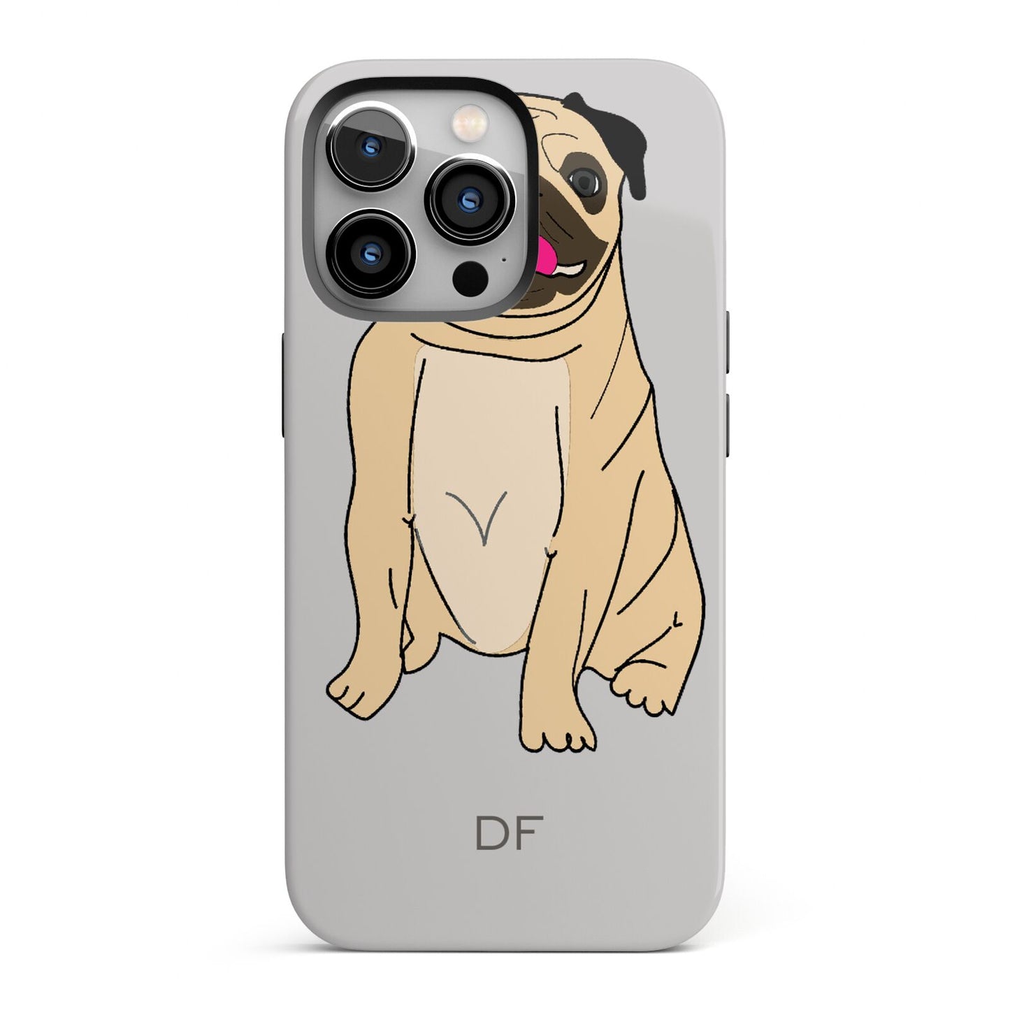 Personalised Initials Pug iPhone 13 Pro Full Wrap 3D Tough Case