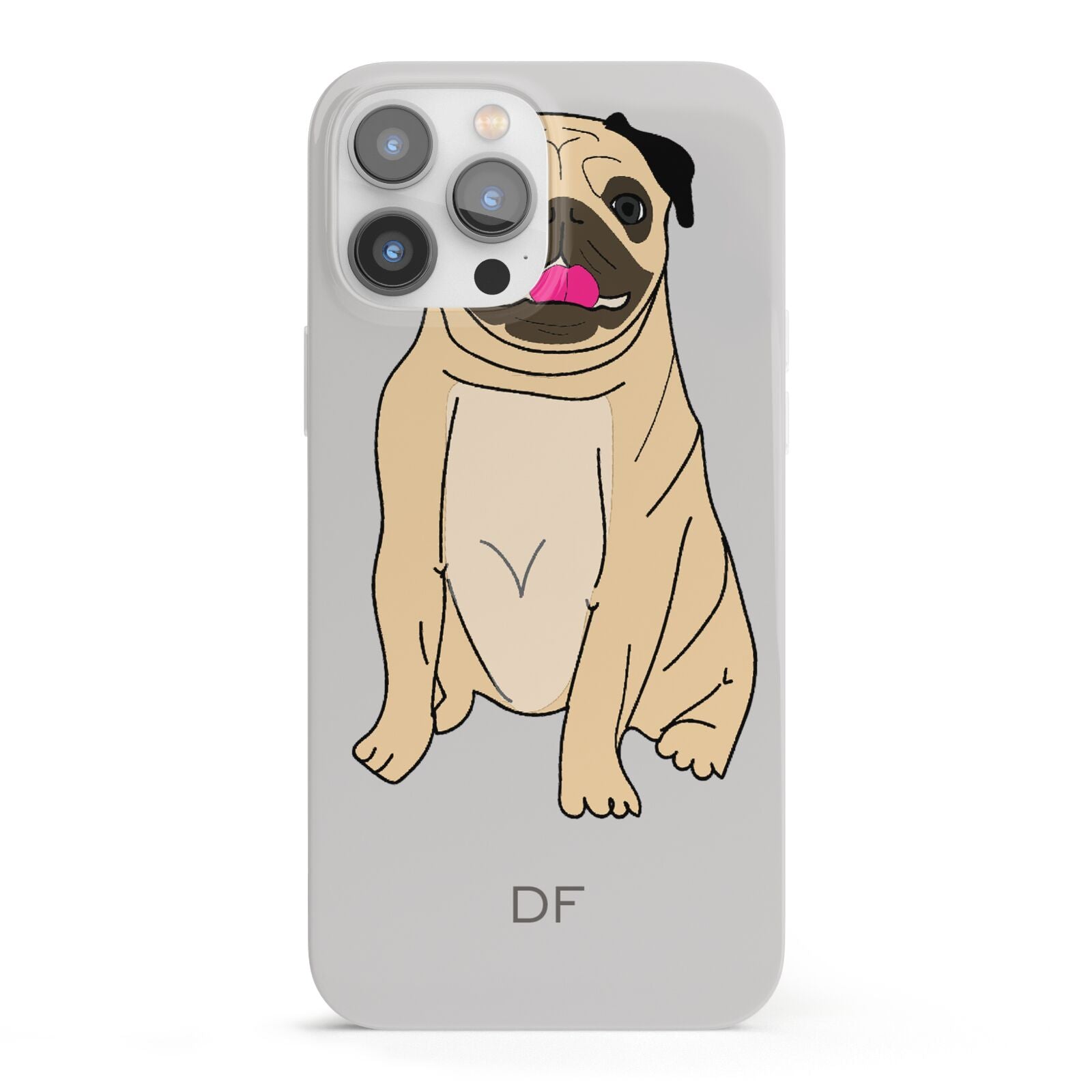 Personalised Initials Pug iPhone 13 Pro Max Full Wrap 3D Snap Case