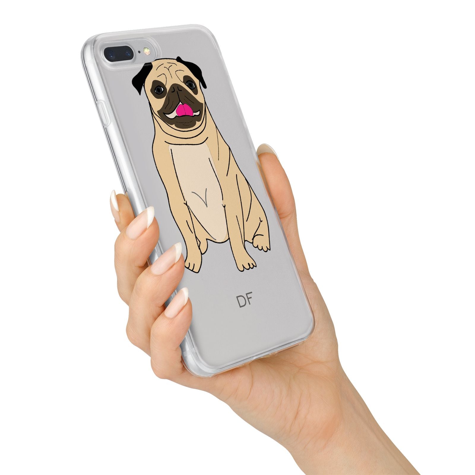 Personalised Initials Pug iPhone 7 Plus Bumper Case on Silver iPhone Alternative Image