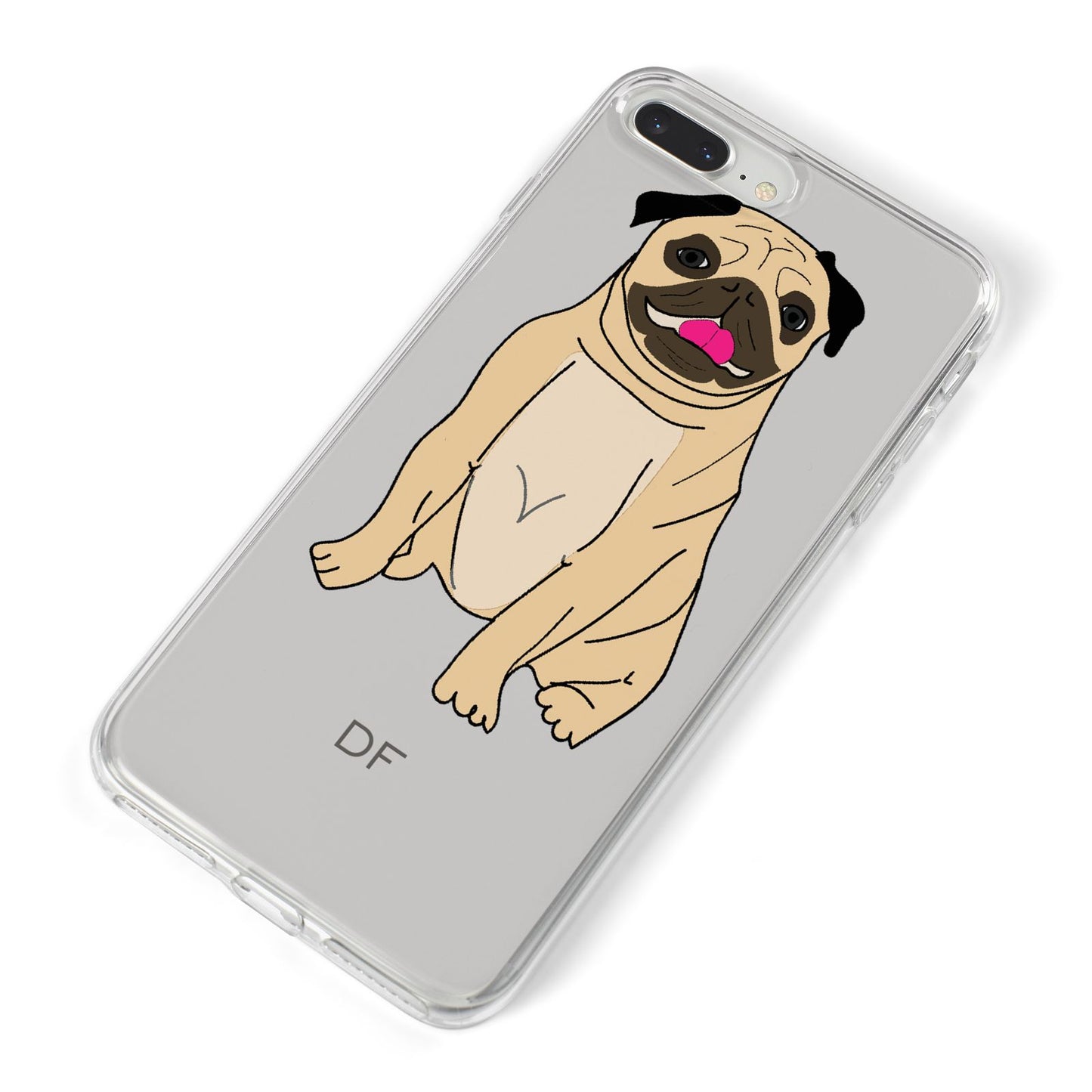 Personalised Initials Pug iPhone 8 Plus Bumper Case on Silver iPhone Alternative Image