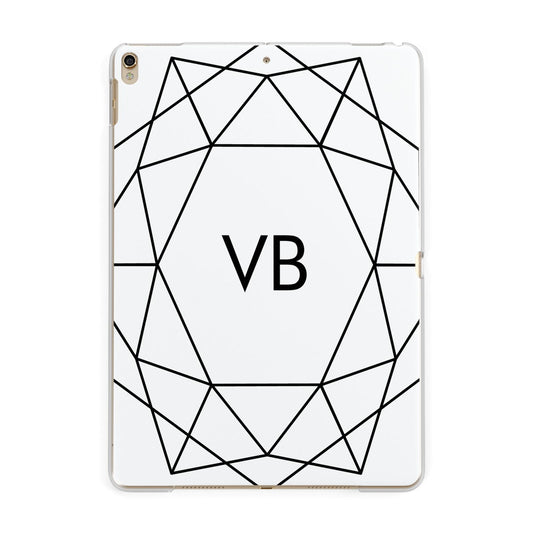 Personalised Initials White Geometric Apple iPad Gold Case