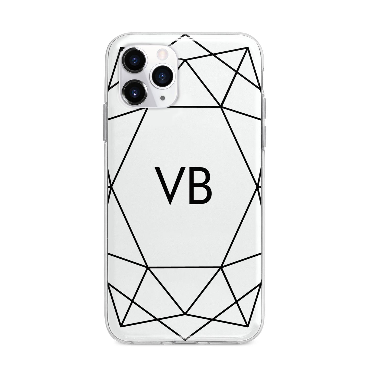 Personalised Initials White Geometric Apple iPhone 11 Pro in Silver with Bumper Case