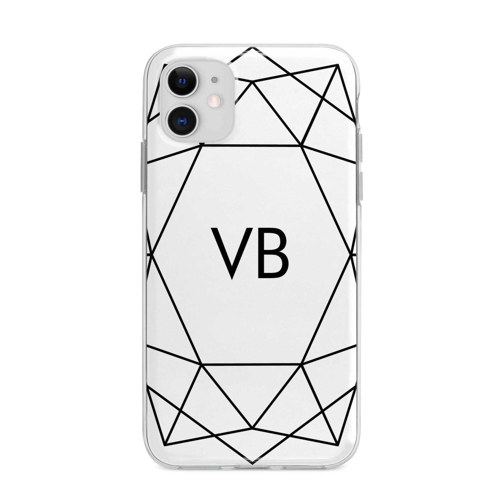 Personalised Initials White Geometric Apple iPhone 11 in White with Bumper Case