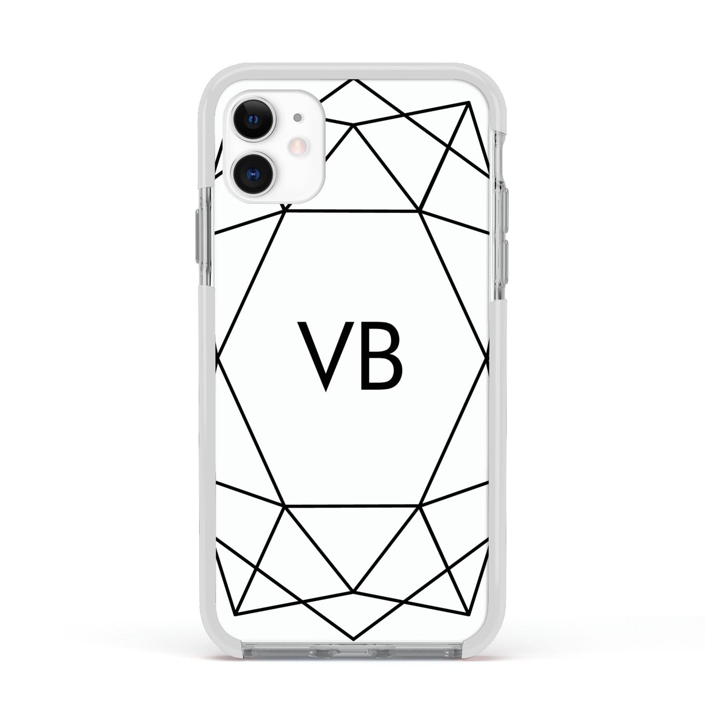 Personalised Initials White Geometric Apple iPhone 11 in White with White Impact Case