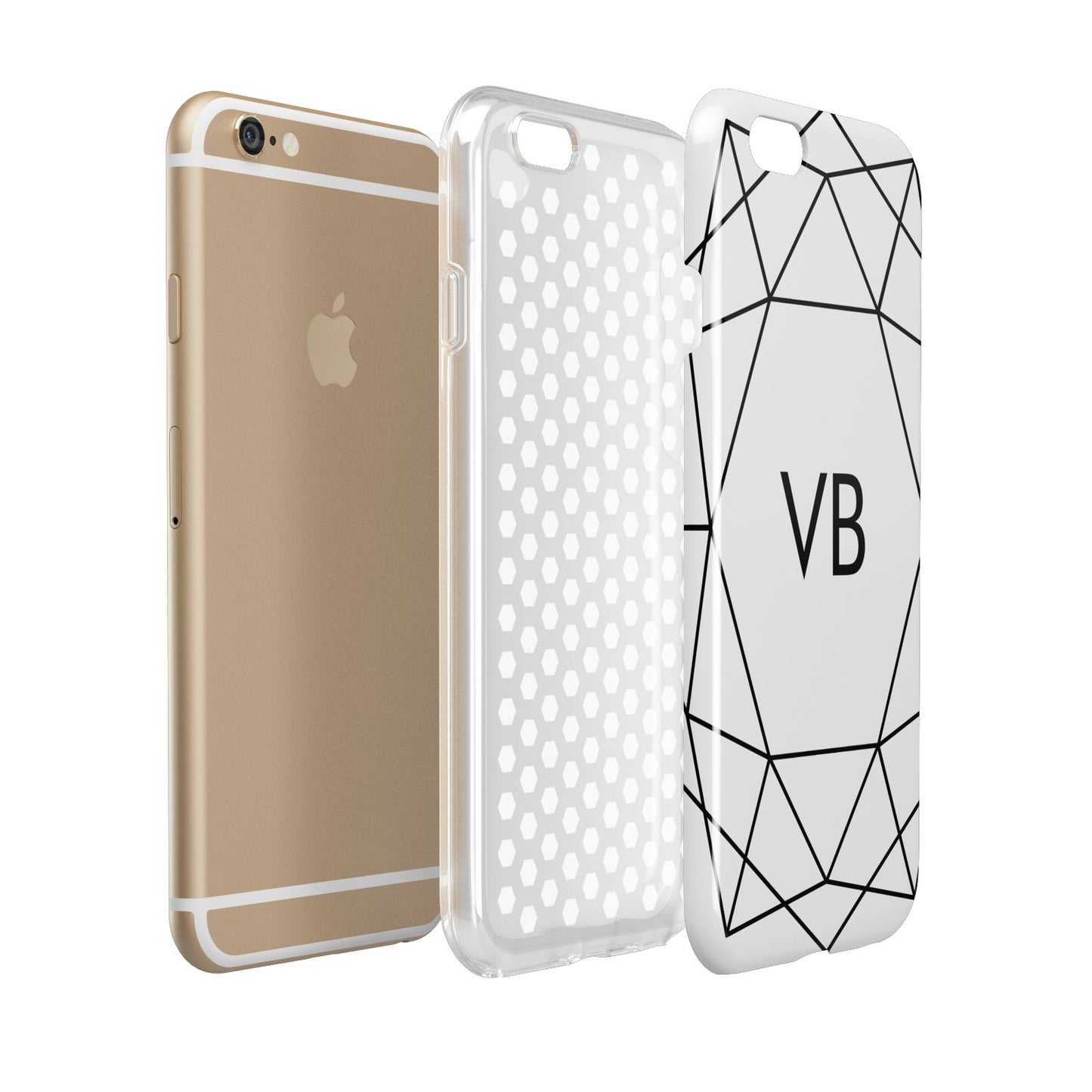 Personalised Initials White Geometric Apple iPhone 6 3D Tough Case Expanded view