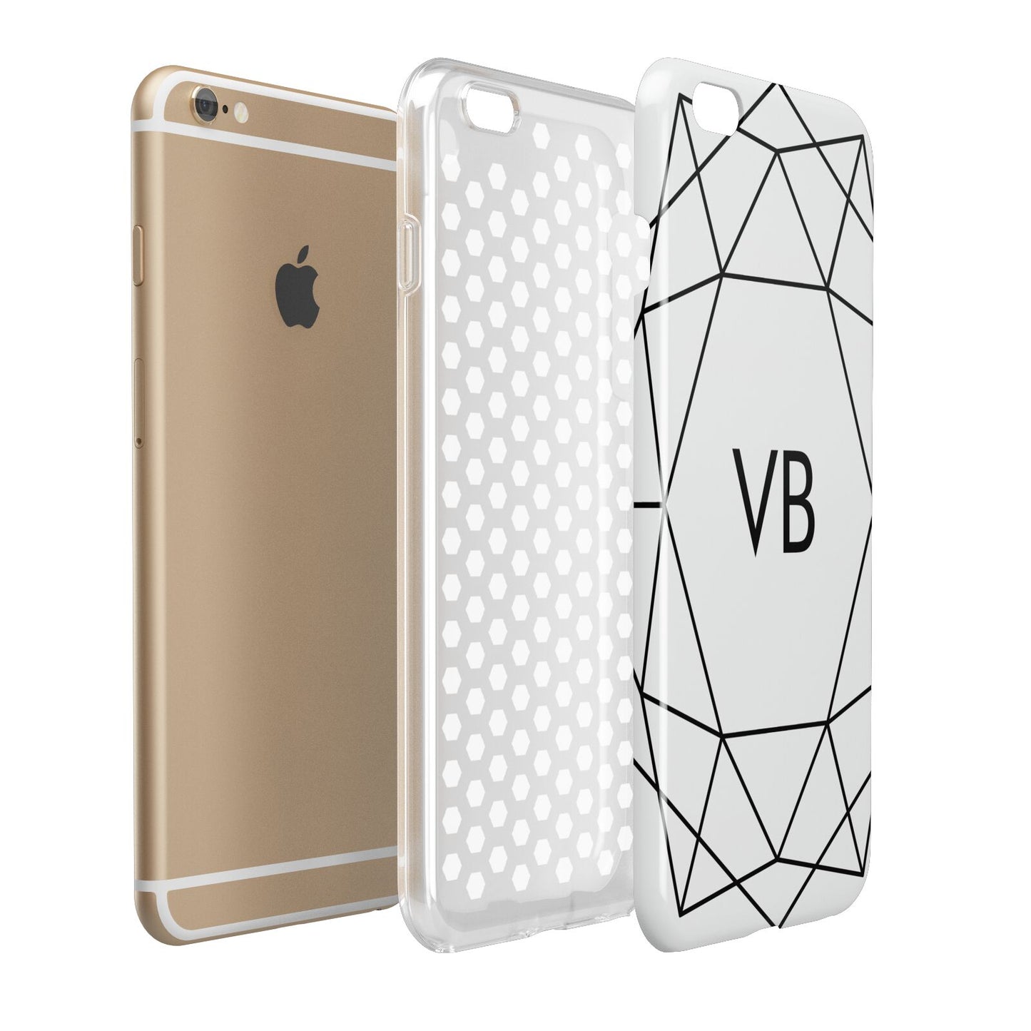 Personalised Initials White Geometric Apple iPhone 6 Plus 3D Tough Case Expand Detail Image