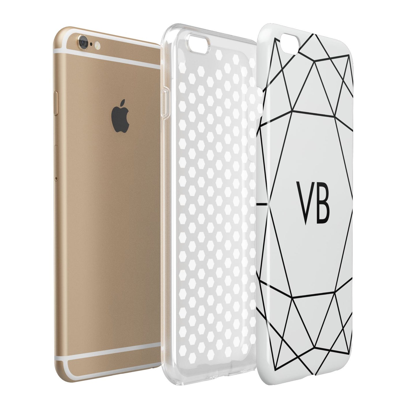 Personalised Initials White Geometric Apple iPhone 6 Plus 3D Tough Case