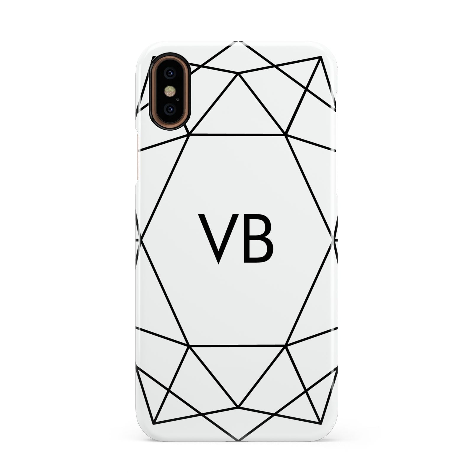 Personalised Initials White Geometric Apple iPhone XS 3D Snap Case