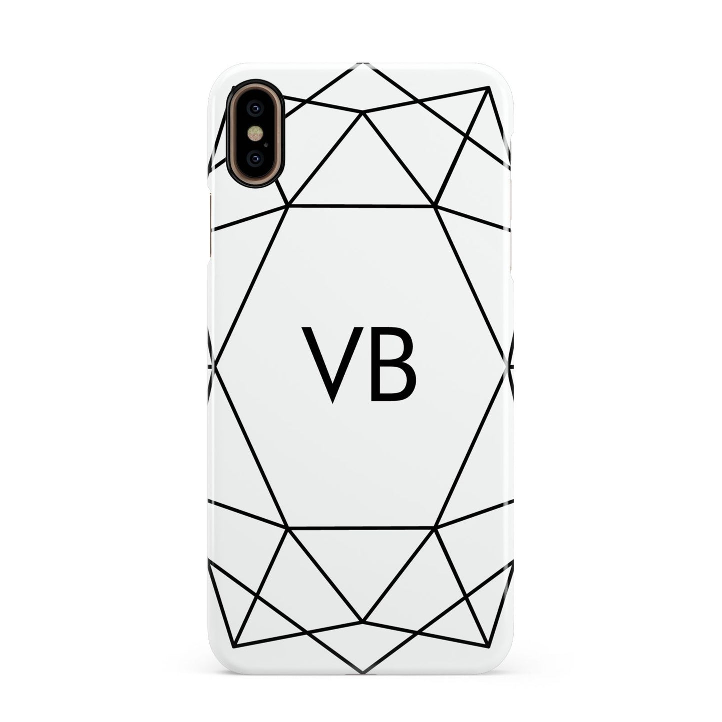 Personalised Initials White Geometric Apple iPhone Xs Max 3D Snap Case