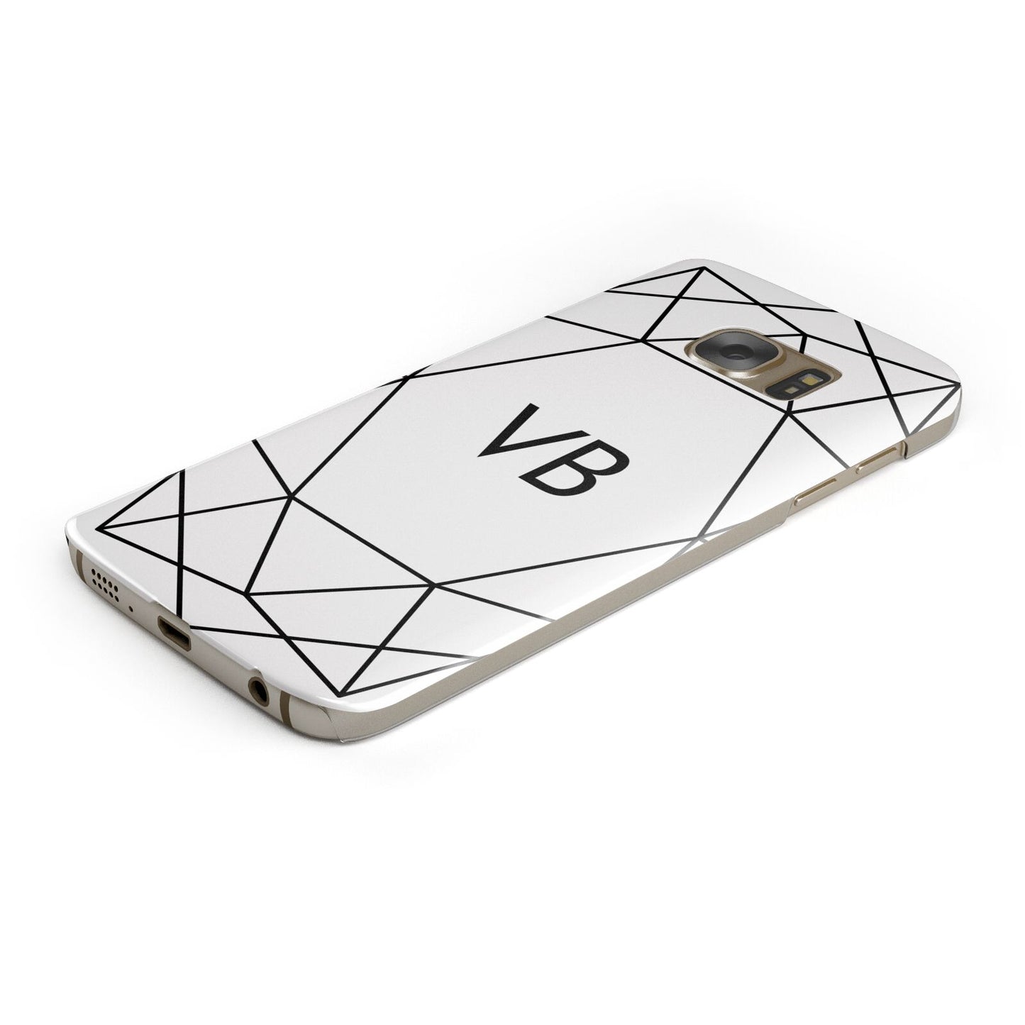 Personalised Initials White Geometric Protective Samsung Galaxy Case Angled Image