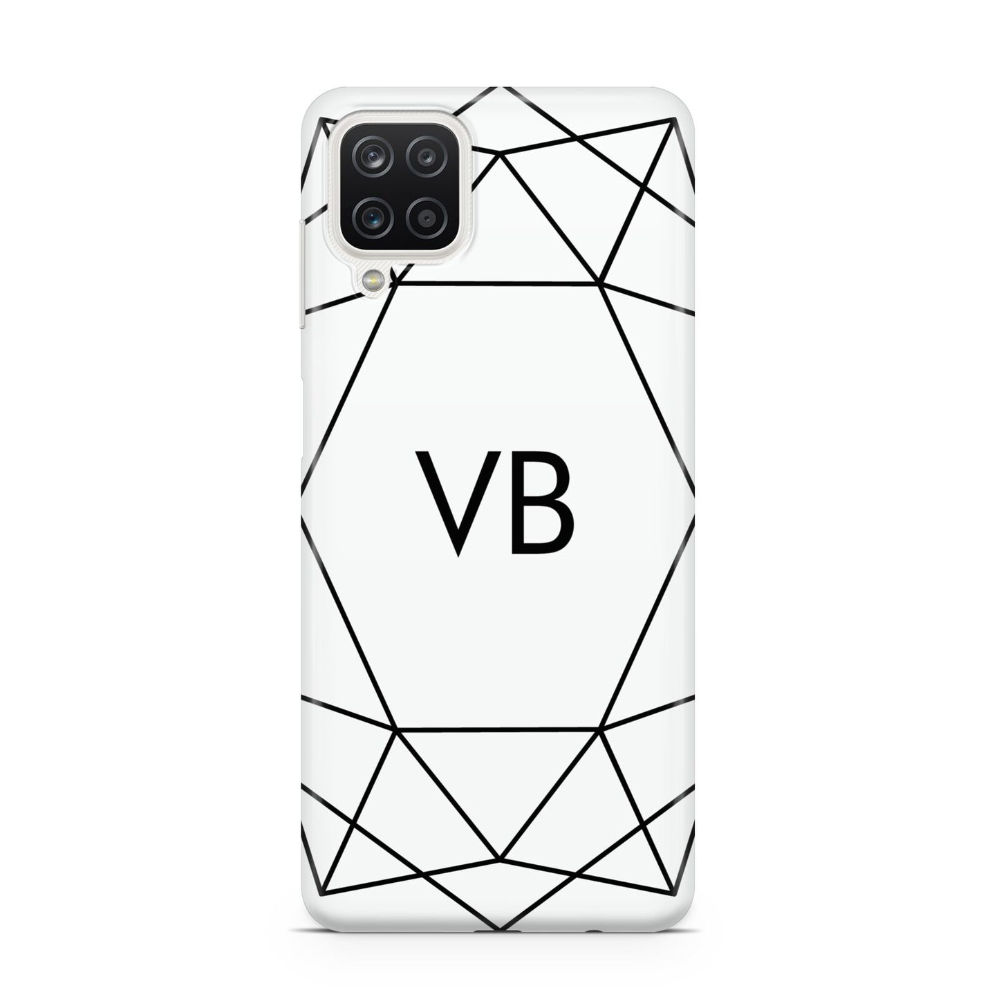 Personalised Initials White Geometric Samsung A12 Case