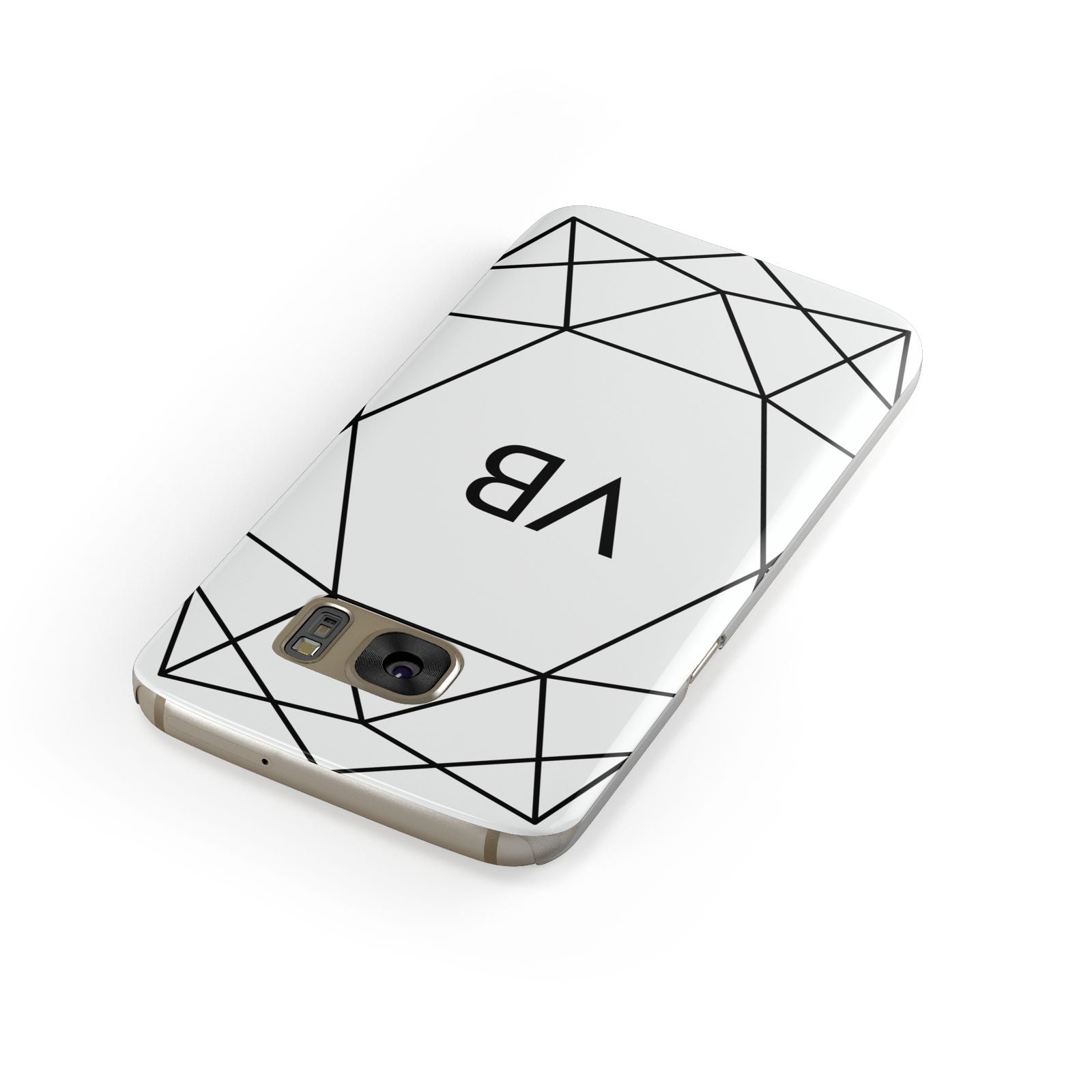 Personalised Initials White Geometric Samsung Galaxy Case Front Close Up