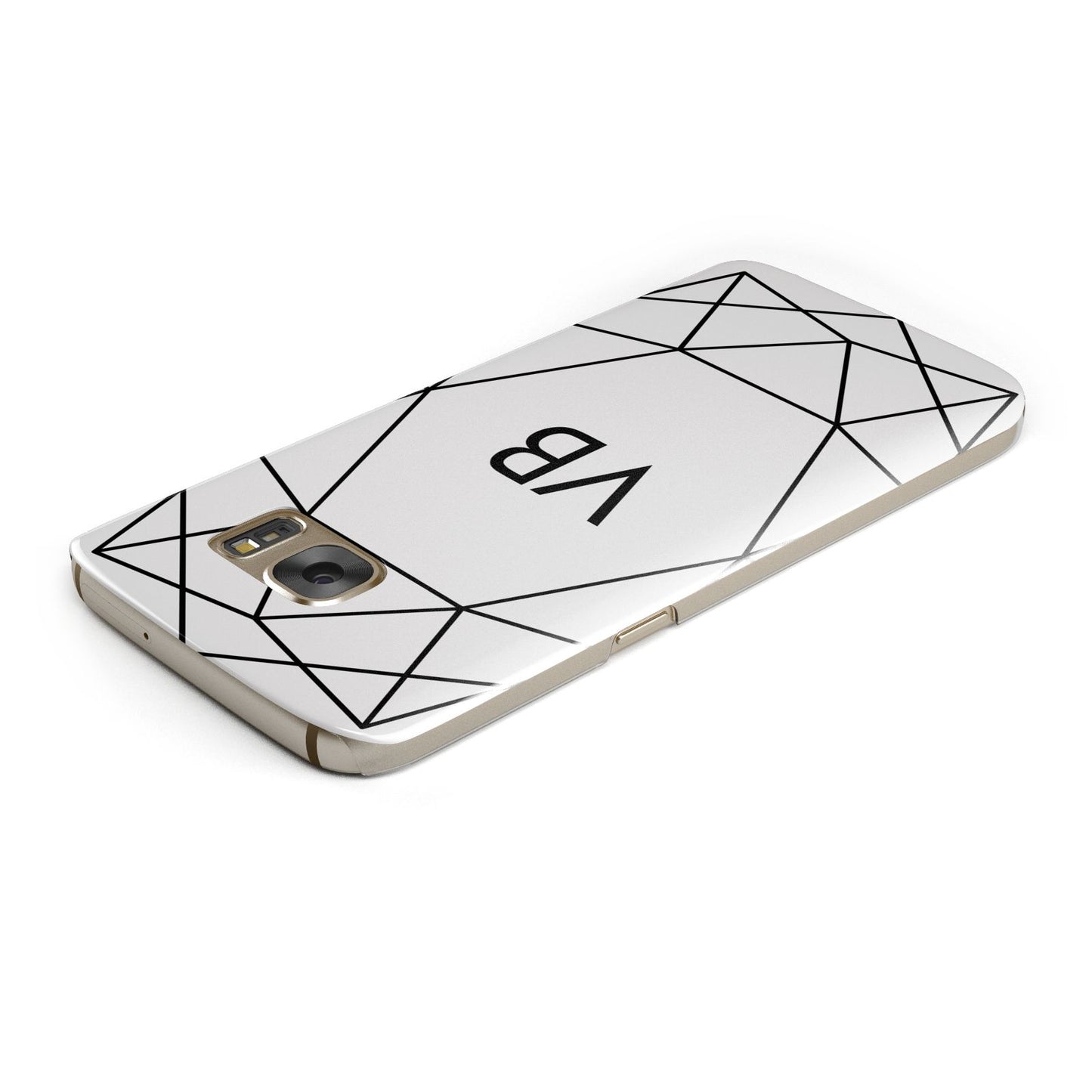 Personalised Initials White Geometric Samsung Galaxy Case Top Cutout