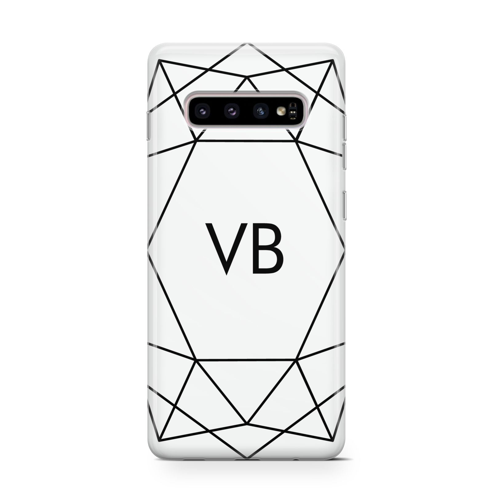 Personalised Initials White Geometric Samsung Galaxy S10 Case