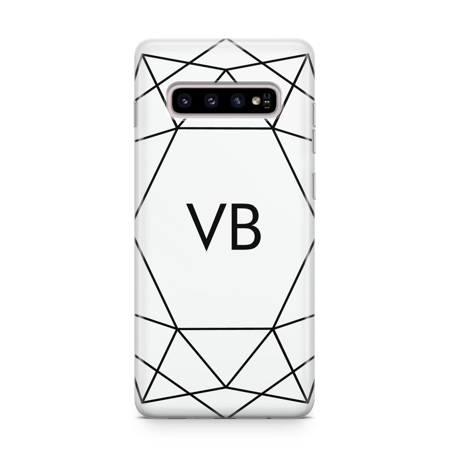 Personalised Initials White Geometric Samsung Galaxy S10 Plus Case